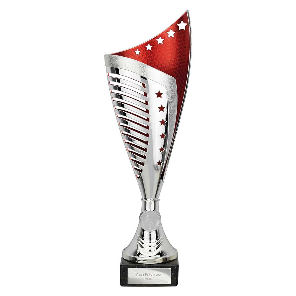 Nebula Laser Cut Trophy Cup Silver Red