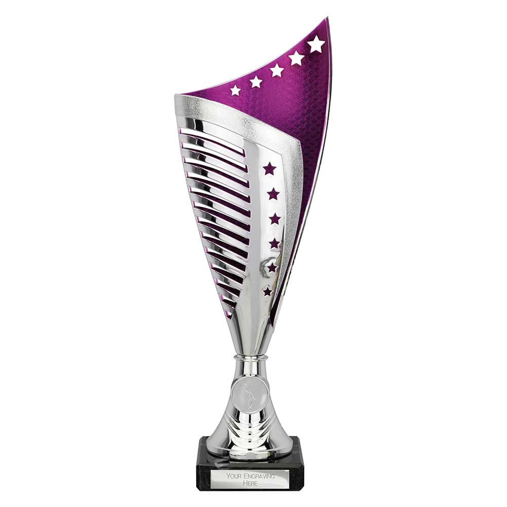 Nebula Laser Cut Trophy Cup Silver Purple