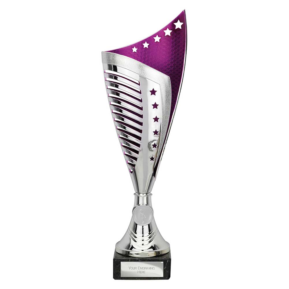 Nebula Laser Cut Trophy Cup Silver Purple