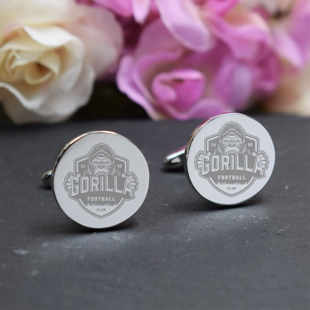 Engraved Round Coach Cufflinks - Any Club Logo