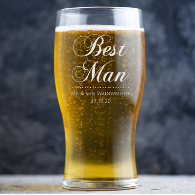 Personalised Beer Glass Pint Glass - Wedding