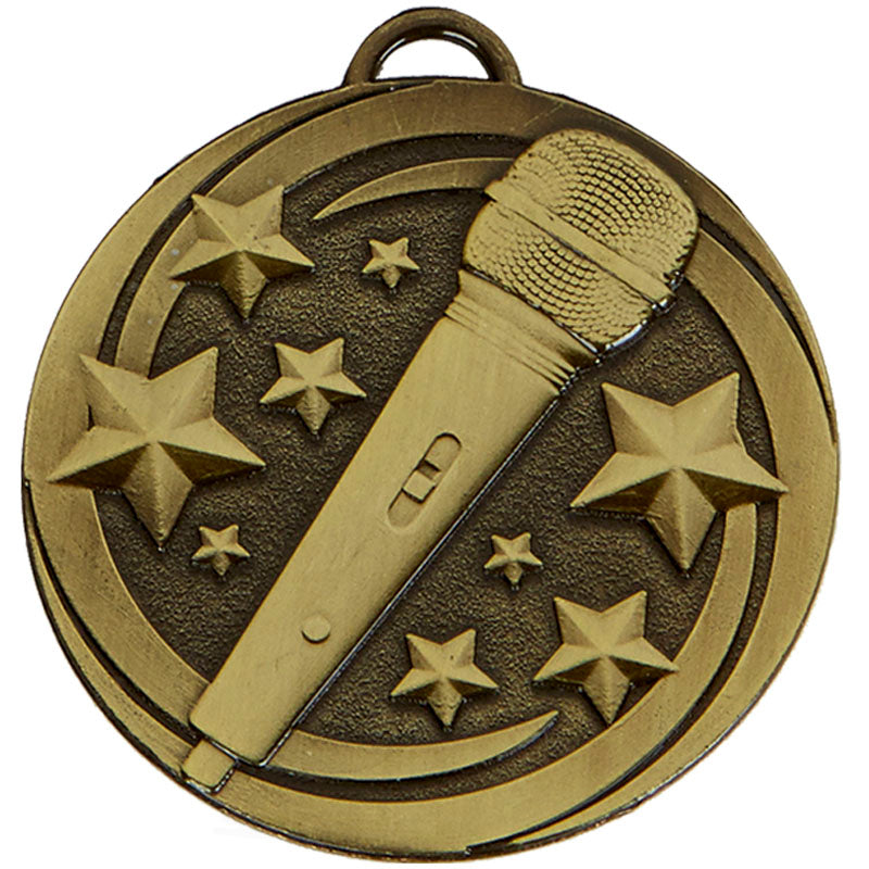 bronze music microphone medal 5cm