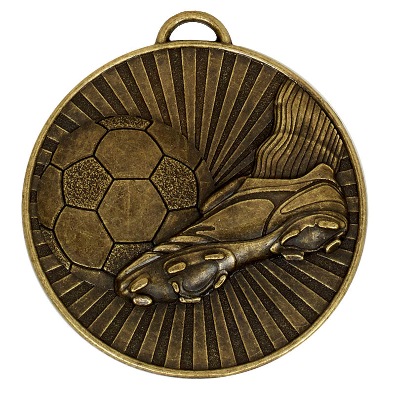 Bronze Helix Soccer Boot & Ball Medal 6cm