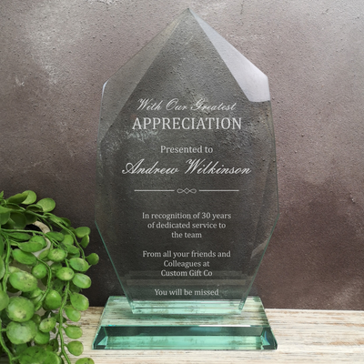 Innovate Jade Glass Appreciation Plaque Award Trophy