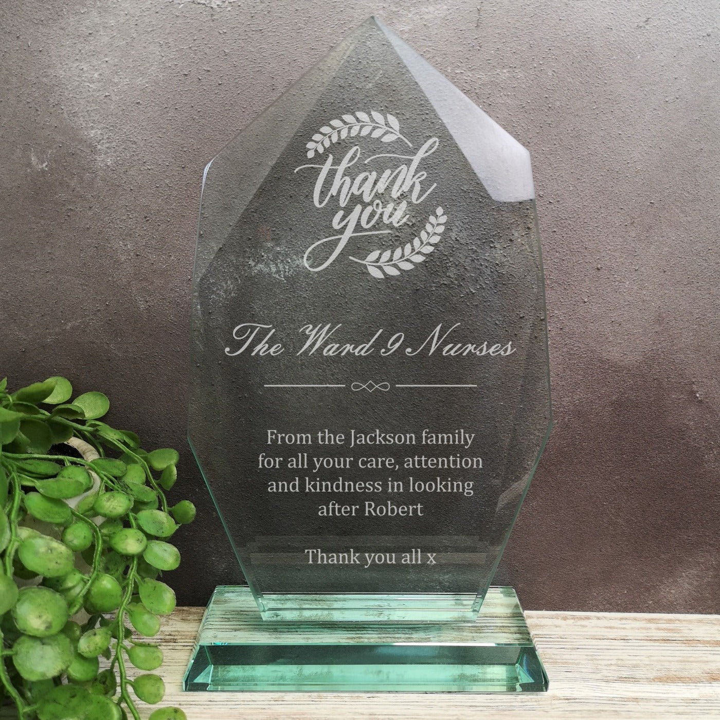 Innovate Jade Glass Thank You Plaque Award Trophy