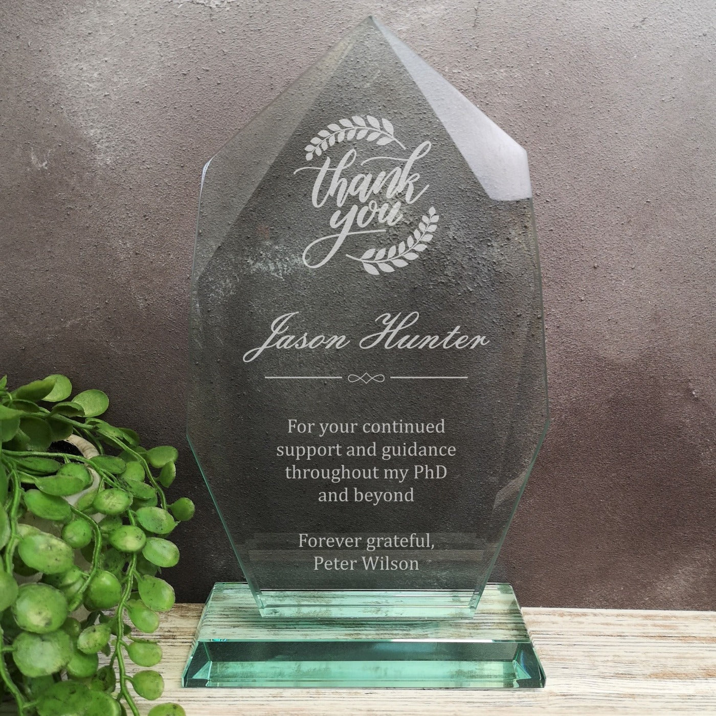 Innovate Jade Glass Thank You Plaque Award Trophy