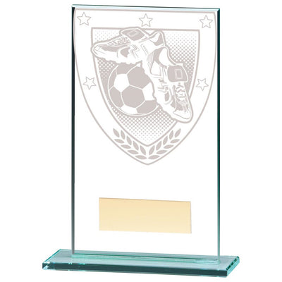 Millennium Football Trophy Boot & Ball Jade Glass Award