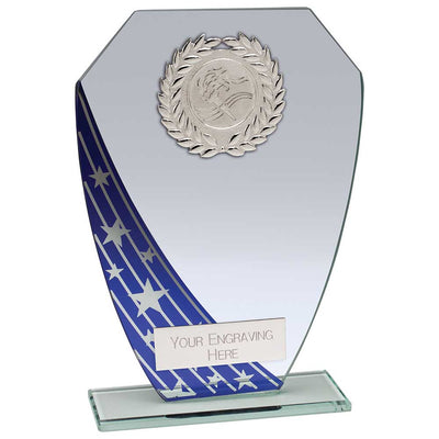 Starlight Hex Jade Glass Award Trophy Blue