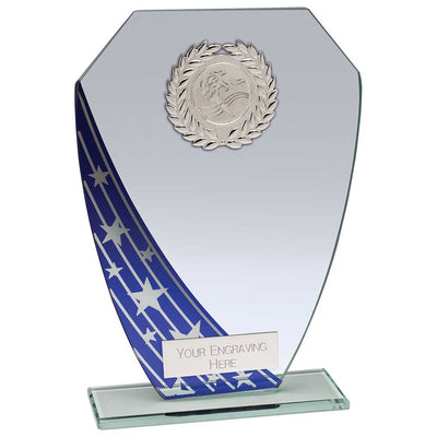 Starlight Hex Jade Glass Award Trophy Blue