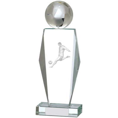 Football Trophy Glass Footballer and Ball