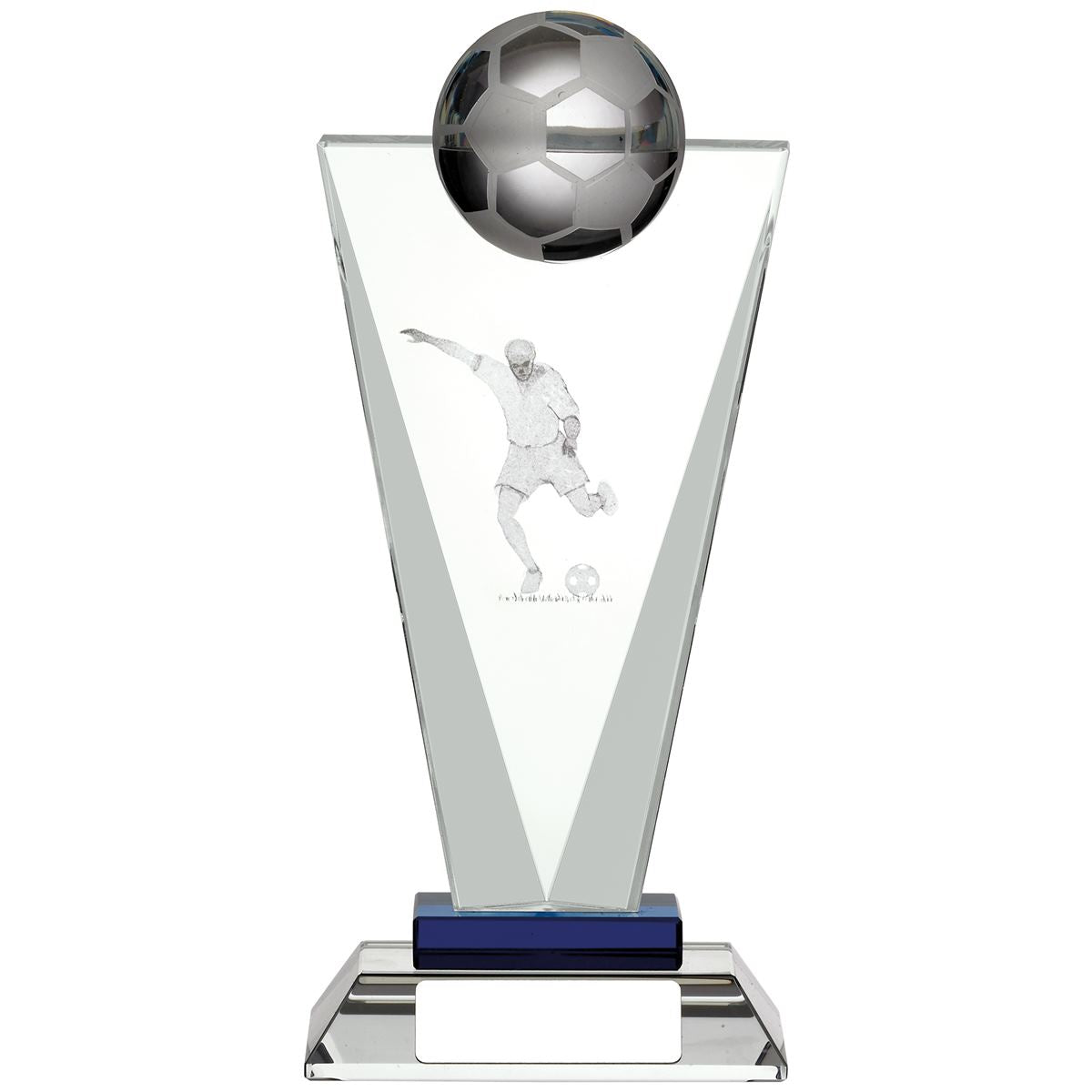 Glass Football Trophy Pinnacle 3D Footballer Award