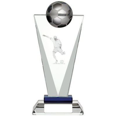 Glass Football Trophy Pinnacle 3D Footballer Award