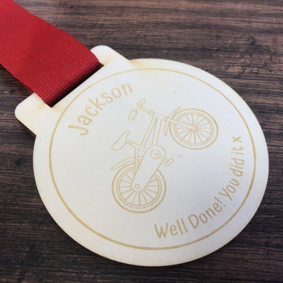 Personalised Cycling Wooden Medal