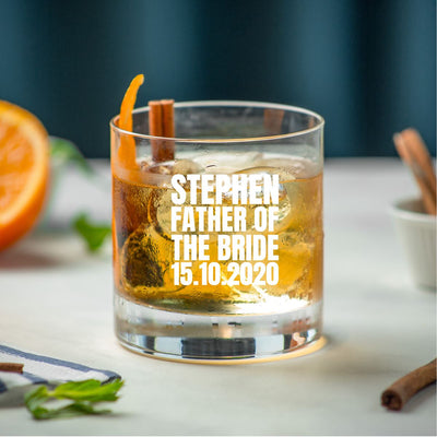 Personalised Old Fashioned Whisky Glass - Wedding