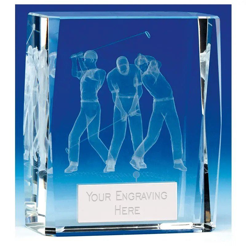 mega trio golf crystal glass trophy