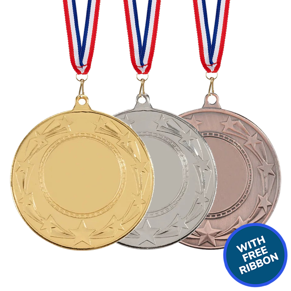 Star Burst Budget Medal 5cm with Free Ribbon Option