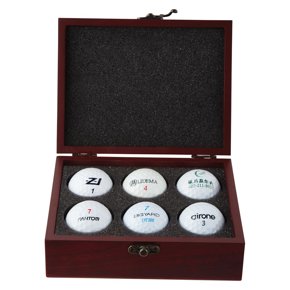 Ace Golf Ball Mahogany Case - For 6 Balls