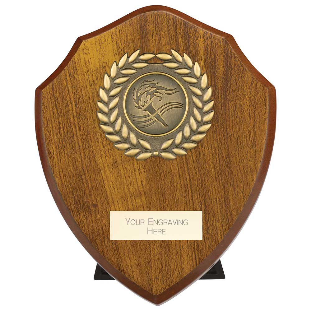 Reward Walnut Wreath Shield Award Trophy