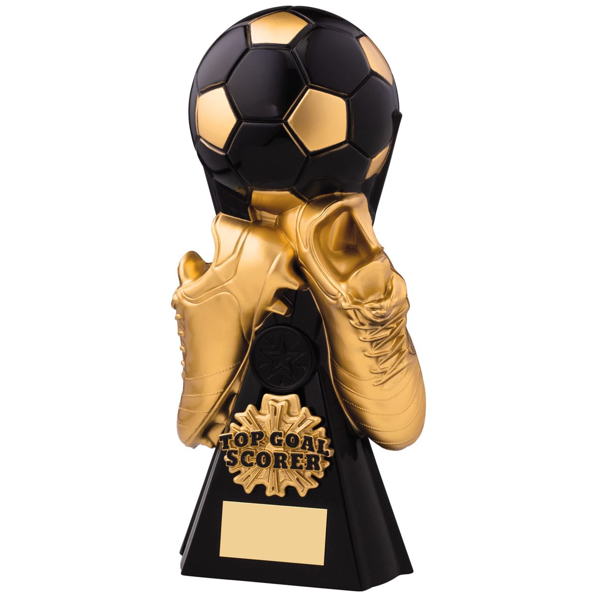 Top Goal Scorer Gravity Football Trophy in Black and Gold