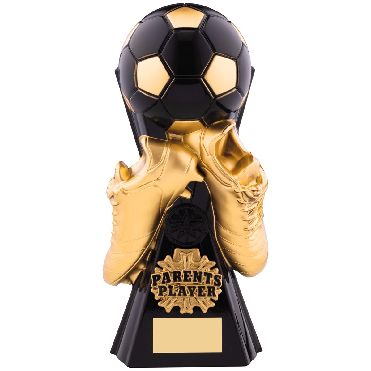 Parents' Player Gravity Football Trophy in Black and Gold