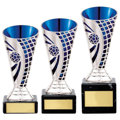 Football Series Defender Trophy Cup Silver Blue