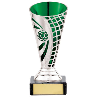 Football Series Defender Trophy Cup In Silver And Green 1