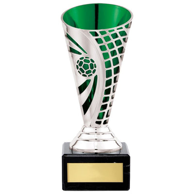 Football Series Defender Trophy Cup In Silver And Green 1