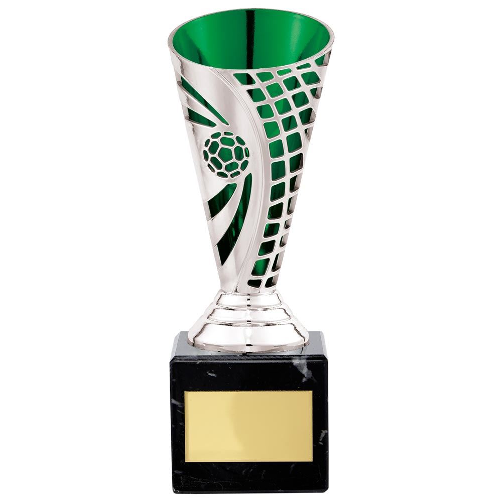 Football Series Defender Trophy Cup In Silver And Green 1