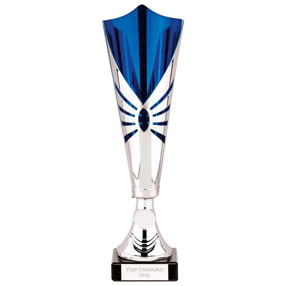 Trident Laser Cup in Silver & Blue