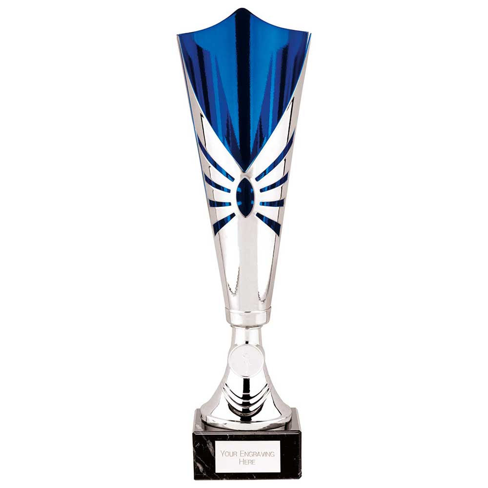 Trident Laser Cup in Silver & Blue