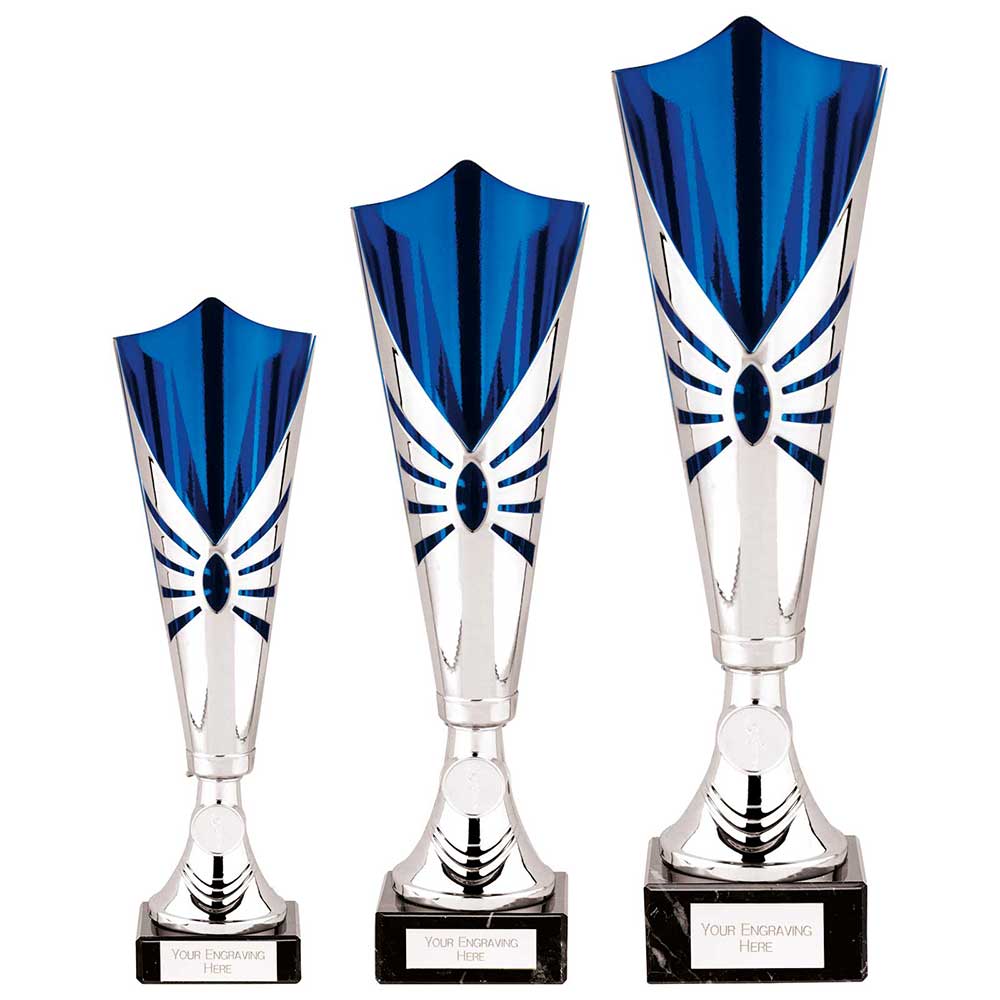 Trident Laser Cup in Silver & Blue