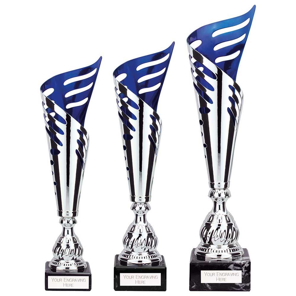 Atlantis Silver Blue Laser Cut Trophy Cup