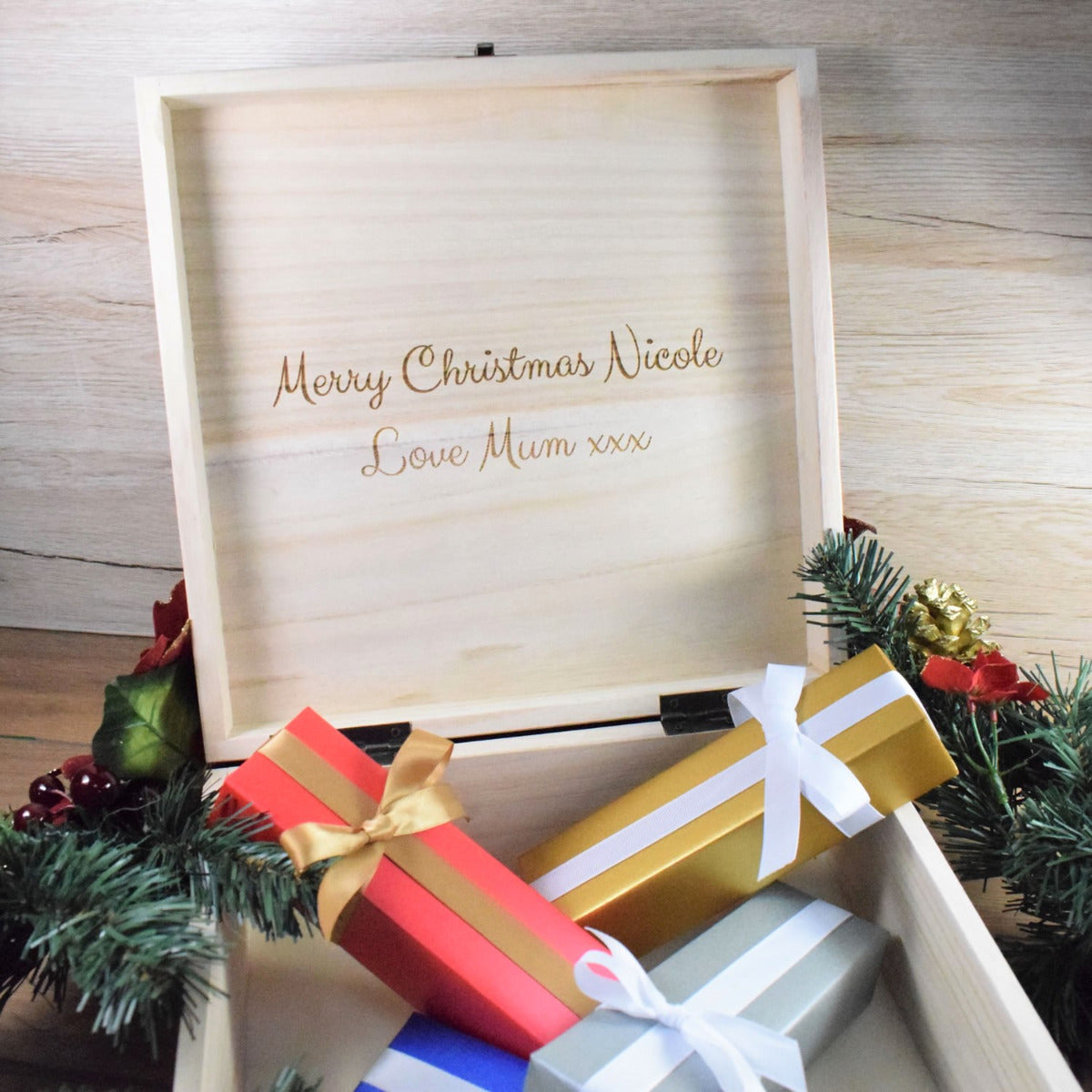 Personalised Printed Wooden Christmas Eve Box - Polar Bear