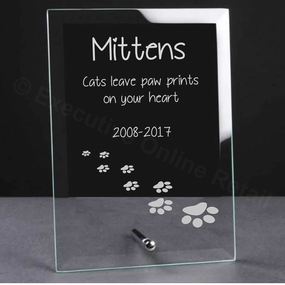 cat remembrance glass plaque