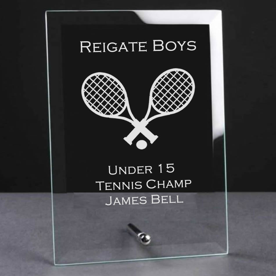 glass plaque trophy award tennis